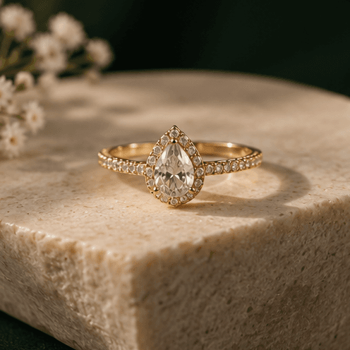 Halo Teardrop Ring